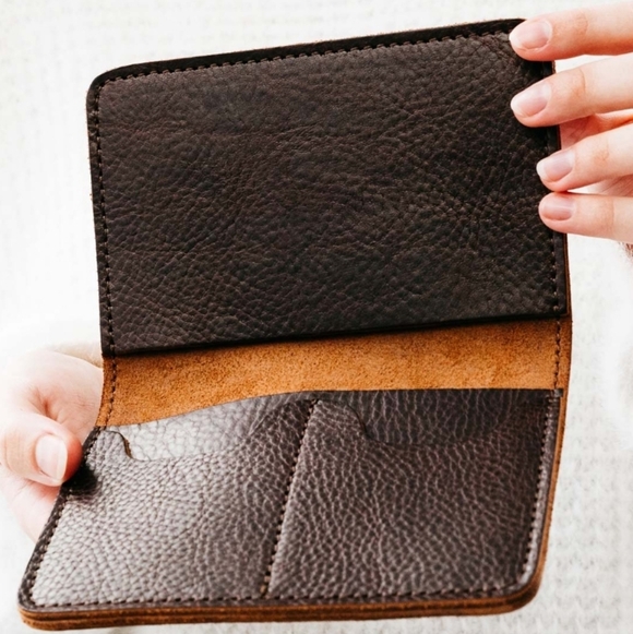 Portland Leather Goods Joni Blue Suede Passport Wallet - Picture 3 of 8